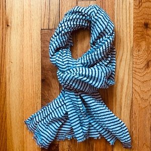 Club Monaco White & Navy Stripe Scarf